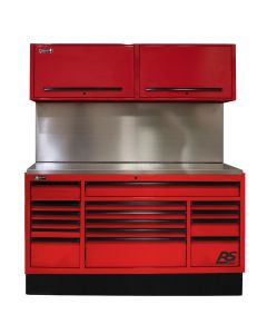 72 in. CTS Centralized Tool Storage with Solid Back Splash Set, Red
